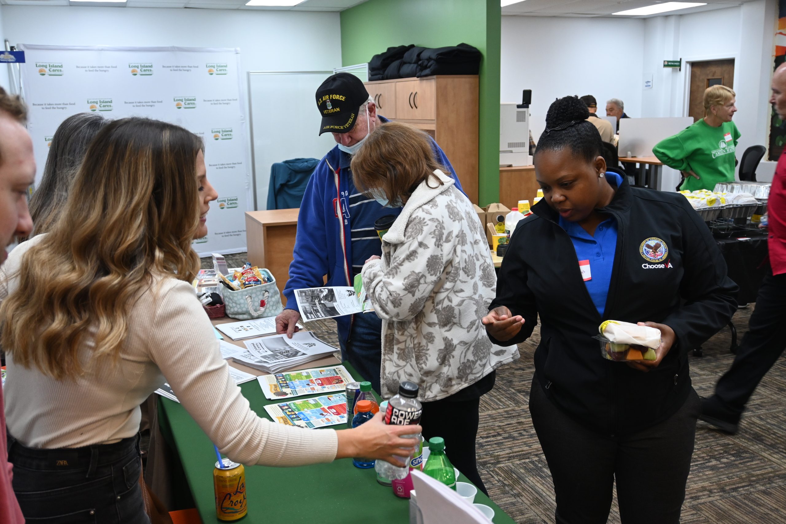 Veteran receiving food.